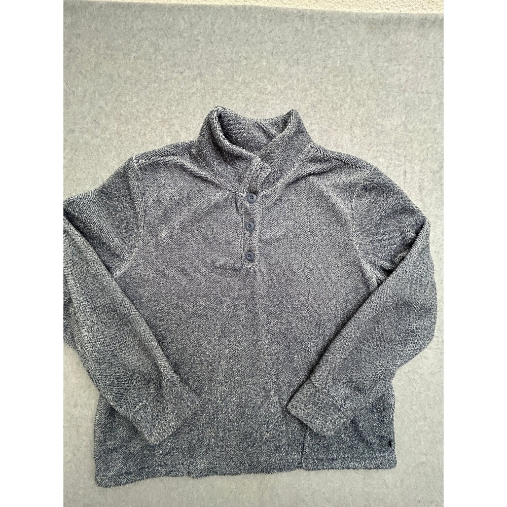 Eddie Bauer Womens XL Blue Marled Knit Henley Pullover Sweater EB006400